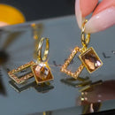 Brincos Feminino -  Zircão geométrico Banhado a Ouro