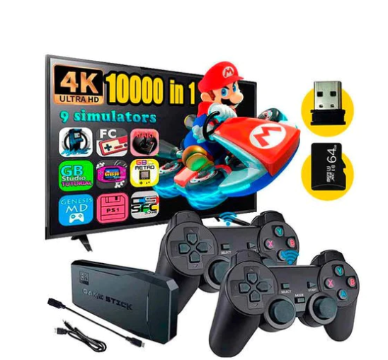 SUPER GAME STICK RETRÔ 4K + 2 CONTROLES